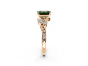 Solitaire Engagement Ring Setting for Fancy Green Emerald Cut Center with Marquise Accent Twist Band and Prong Head in Rose Gold