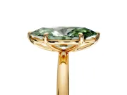 Low-Set Solitaire Engagement Ring Setting for Fancy Green Marquise Center with Thin Plain Band and Prong Head in Yellow Gold