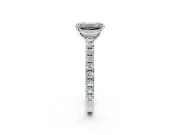 Solitaire Engagement Ring Setting for Emerald Cut Center with Large Accent Band and Prong Head in Sterling Silver