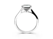 Solitaire Engagement Ring Setting for Asscher Cut Center with Tapered Shoulders and Prong Head in Sterling Silver