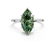 Solitaire Engagement Ring Setting for Fancy Green Marquise Center with Straight Thin Band and Prong Head in Platinum