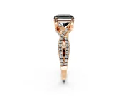 Solitaire Engagement Ring Setting for Fancy Black Radiant Cut Center with Narrow Twist Pave Band and Prong Head in Rose Gold