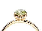 Hidden Halo Engagement Ring Setting for Fancy Yellow Marquise Center with Pave Band and Prong Head in Yellow Gold