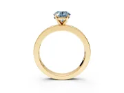 Solitaire Engagement Ring Setting for Fancy Blue Oval Center with Channel Baguette Band and Prong Head in Yellow Gold