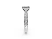 Solitaire Engagement Ring Setting for Emerald Cut Center with Multi-Row Accents and Prong Head in Sterling Silver