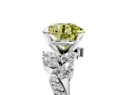 Solitaire Engagement Ring Setting for Fancy Yellow Round Cut Center with Marquise Accent Twist Band and Prong Head in Platinum