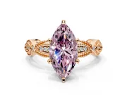 Solitaire Engagement Ring Setting for Fancy Pink Marquise Center with Marquise Panel Band and Prong Head in Rose Gold