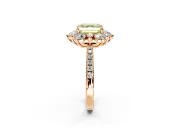 Floral Halo Engagement Ring Setting for Fancy Yellow Asscher Cut Center with Pave Accents and Prong Head in Rose Gold