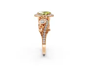 Milgrain Halo Engagement Ring Setting for Fancy Yellow Oval Center with Shoulder Bezels and Prong Head in Rose Gold