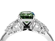 Leaf Cluster Engagement Ring Setting for Fancy Green Emerald Cut Center with Marquise Accents and Prong Head in Sterling Silver