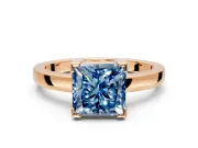 Solitaire Engagement Ring Setting for Fancy Blue Princess Cut Center with Plain Band and Flat Tab Prong Head in Rose Gold