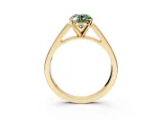 Solitaire Engagement Ring Setting for Fancy Green Oval Center with Tapered Split Shoulders and Prong Head in Yellow Gold