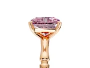 Solitaire Engagement Ring Setting for Fancy Pink Radiant Cut Center with Bamboo Band and Prong Head in Rose Gold