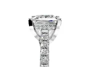 Solitaire Engagement Ring Setting for Princess Cut Center with Widening Pave Band and Claw Prong Head in Sterling Silver