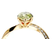 Side Accent Engagement Ring Setting for Fancy Yellow Marquise Center with Accent Shoulders and Prong Head in Yellow Gold