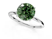 Solitaire Engagement Ring Setting for Fancy Green Round Cut Center with Plain Band, Open Basket and Prong Head in Platinum