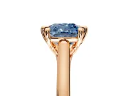 Solitaire Engagement Ring Setting for Fancy Blue Cushion Cut Center with Cathedral Band and Prong Head in Rose Gold