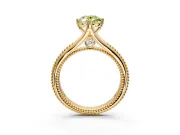 Solitaire Engagement Ring Setting for Fancy Yellow Oval Center with Milgrain Cathedral Band and Prong Head in Yellow Gold