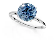 Solitaire Engagement Ring Setting for Fancy Blue Round Cut Center with Plain Band, Open Basket and Prong Head in Sterling Silver