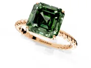 Solitaire Engagement Ring Setting for Fancy Green Asscher Cut Center with Plain Twisted Rope Band and Prong Head in Rose Gold