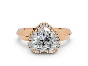 Halo Engagement Ring Setting for Heart-Shaped Center with Knife Ridge Cathedral Band and Prong Head in Rose Gold