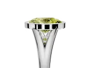 Solitaire Engagement Ring Setting for Fancy Yellow Oval Center with V Split Shank and Bezel Head in Sterling Silver