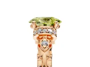 Solitaire Engagement Ring Setting for Fancy Yellow Oval Center with Filigree Band and Prong Head in Rose Gold