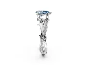 Solitaire Engagement Ring Setting for Fancy Blue Pear-Shaped Center with Pave and Plain Crossover Band and Prong Head in Sterling Silver