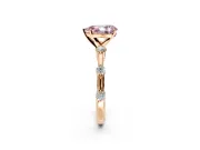 Solitaire Engagement Ring Setting for Fancy Pink Pear-Shaped Center with Bezel Station Band and Prong Head in Rose Gold