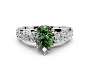 Solitaire Engagement Ring Setting for Fancy Green Pear-Shaped Center with Graduated Shared Prongs and Prong Head in Platinum