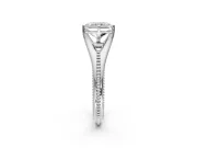 Solitaire Engagement Ring Setting for Radiant Cut Center with Milgrain Cathedral Band and Prong Head in Platinum