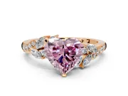 Solitaire Engagement Ring Setting for Fancy Pink Heart-Shaped Center with Marquise Accent Twist Band and Prong Head in Rose Gold