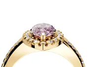 Pave Halo Engagement Ring Setting for Fancy Pink Marquise Center with Single Row Pave Band and Prong Head in Yellow Gold
