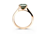 Solitaire Engagement Ring Setting for Fancy Green Asscher Cut Center with Tapered Shoulders and Prong Head in Rose Gold