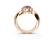 Halo Engagement Ring Setting for Fancy Pink Round Cut Center with Tapered Plain Band and Prong Head in Rose Gold