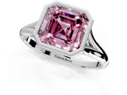 Solitaire Engagement Ring Setting for Fancy Pink Asscher Cut Center with V Split Shank and Bezel Head in Platinum