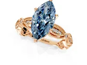 Solitaire Engagement Ring Setting for Fancy Blue Marquise Center with Marquise Panel Band and Prong Head in Rose Gold