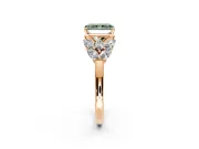 Leaf Cluster Engagement Ring Setting for Fancy Green Radiant Cut Center with Marquise Accents and Prong Head in Rose Gold