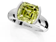 Tension Engagement Ring Setting for Fancy Yellow Asscher Cut Center with Wide Flat Band and Tension Head in Sterling Silver