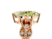Leaf Engagement Ring Setting for Fancy Yellow Marquise Center with Milgrain Accent Band and Prong Head in Rose Gold