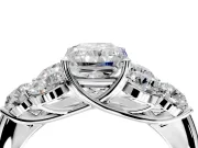 Cluster Engagement Ring Setting for Radiant Cut Center with Round Cut Accent Frame and Prong Head in Platinum