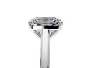 Solitaire Engagement Ring Setting for Emerald Cut Center with Flat-Sided Plain Band and Prong Head in Sterling Silver
