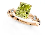 Solitaire Engagement Ring Setting for Fancy Yellow Radiant Cut Center with Beaded Bezel Station Band and Prong Head in Rose Gold