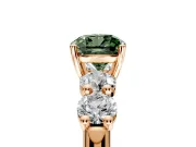 5 Stone Engagement Ring Setting for Fancy Green Cushion Cut Center with Graduated Accents and Prong Head in Rose Gold