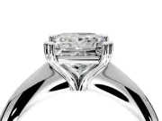 Solitaire Engagement Ring Setting for Princess Cut Center with Reverse Tapered Band and Prong Head in Platinum