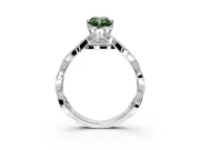 Solitaire Engagement Ring Setting for Fancy Green Emerald Cut Center with Accented Twist Band and Leaf Prong Head in Platinum