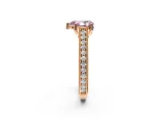 Solitaire Engagement Ring Setting for Fancy Pink Pear-Shaped Center with Engraved Pave Band and Prong Head in Rose Gold