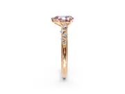 Cluster Engagement Ring Setting for Fancy Pink Pear-Shaped Center with Round Cut Accent Band and Prong Head in Rose Gold