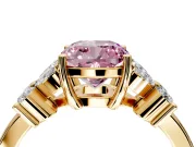 Floral Engagement Ring Setting for Fancy Pink Cushion Cut Center with Marquise Cluster Shoulders and Prong Head in Yellow Gold