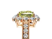 Halo Engagement Ring Setting for Fancy Yellow Princess Cut Center with Milgrain Channel Band and Prong Head in Rose Gold